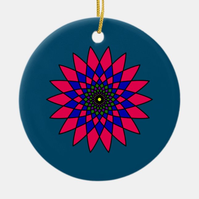 Blume aus Hartglas Keramik Ornament (Vorne)