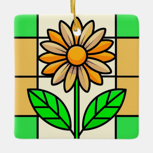 Blume aus Hartglas Keramikornament (Vorderseite)