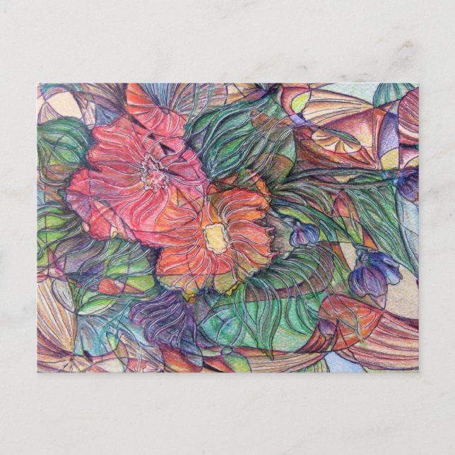 Blume aus "Hartglas" Postkarte (Vorderseite)