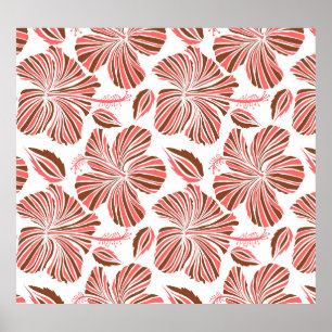 Blume aus hawaiianischem Hibiskus: brauner tropisc Poster