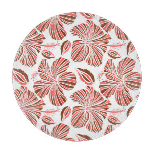 Blume aus hawaiianischem Hibiskus: brauner tropisc Schneidebrett