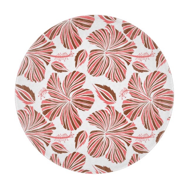 Blume aus hawaiianischem Hibiskus: brauner tropisc Schneidebrett (Vorderseite)