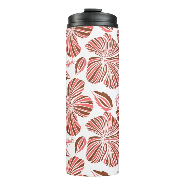 Blume aus hawaiianischem Hibiskus: brauner tropisc Thermosbecher (Vorderseite)