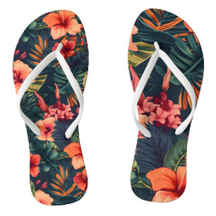 Blume aus Hibiskus, tropisches Blumenmuster Flip Flops