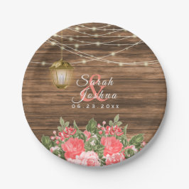 Blume aus Holz, Lattern und Korallen Pappteller