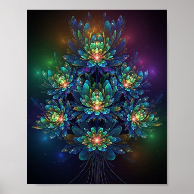 Blume aus leuchtendem Fraktal Poster (Vorne)