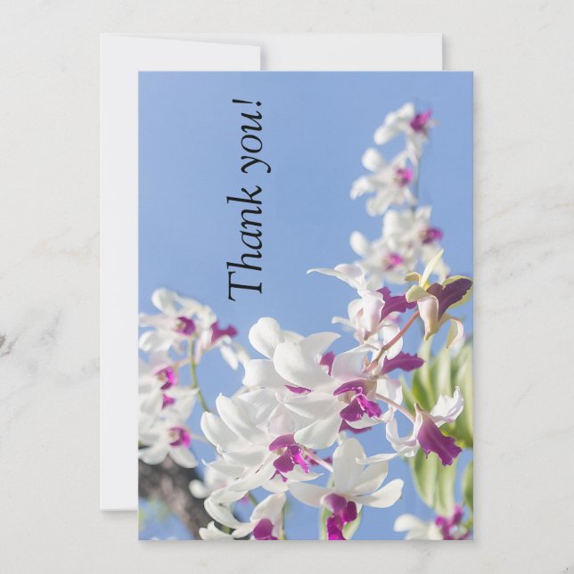 Blume aus lila und weißen Orchideen Dankeskarte (Vorderseite)