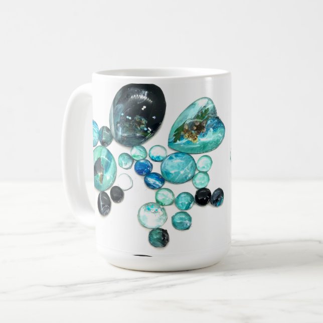 Blume aus Meerglas und Bänder Kaffeetasse (Vorderseite Links)