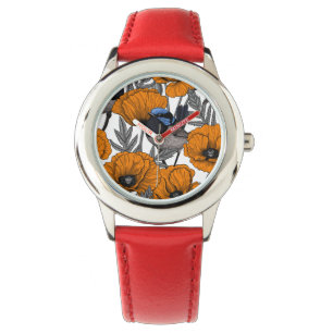 Blume aus Mehl und Orangenmohn 2 Armbanduhr