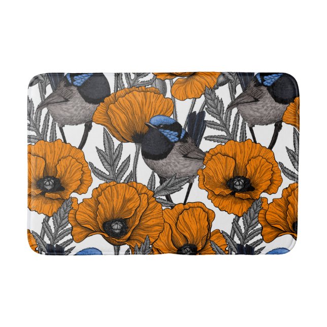 Blume aus Mehl und Orangenmohn 2 Badematte (Vorderseite)