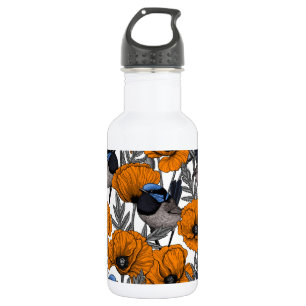 Blume aus Mehl und Orangenmohn 2 Edelstahlflasche