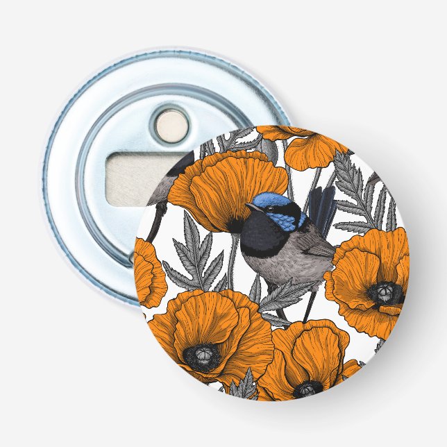 Blume aus Mehl und Orangenmohn 2 Flaschenöffner (Vorderseite)