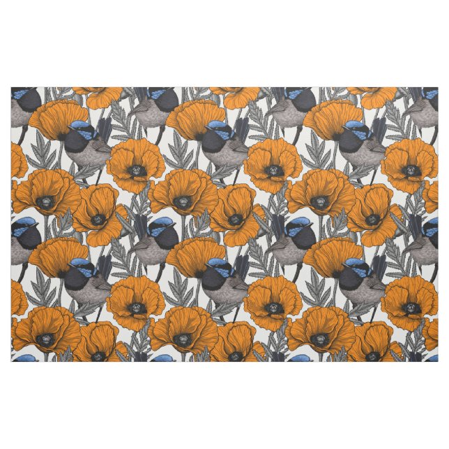 Blume aus Mehl und Orangenmohn 2 Stoff (Fat Quarter (45,7 x 55,9 cm))