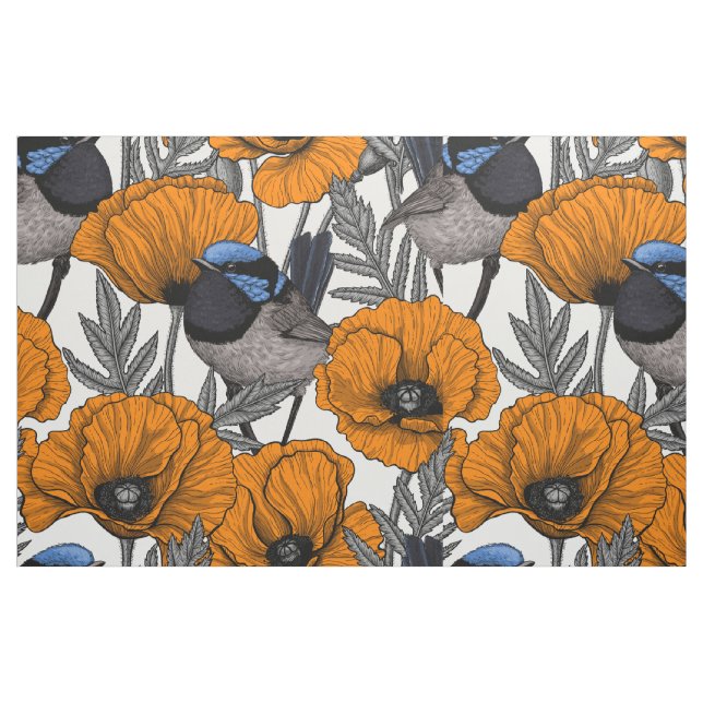 Blume aus Mehl und Orangenmohn 2 Stoff (Fat Quarter (45,7 x 55,9 cm))