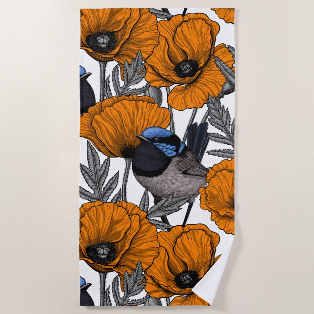 Blume aus Mehl und Orangenmohn 2 Strandtuch (Vorderseite)
