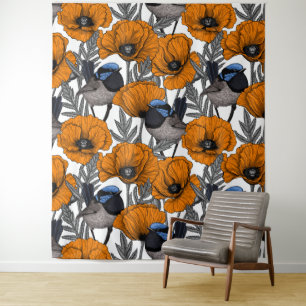 Blume aus Mehl und Orangenmohn 2 Wandteppich