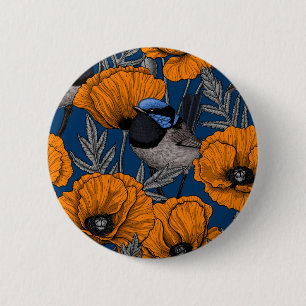 Blume aus Mehlwein und Orangenmohn Button