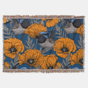 Blume aus Mehlwein und Orangenmohn Decke