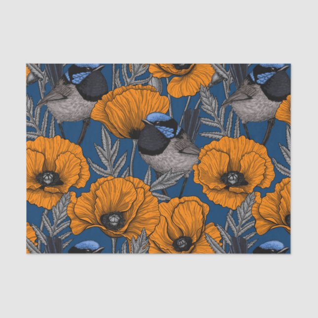 Blume aus Mehlwein und Orangenmohn Seidenpapier (Vorderseite)
