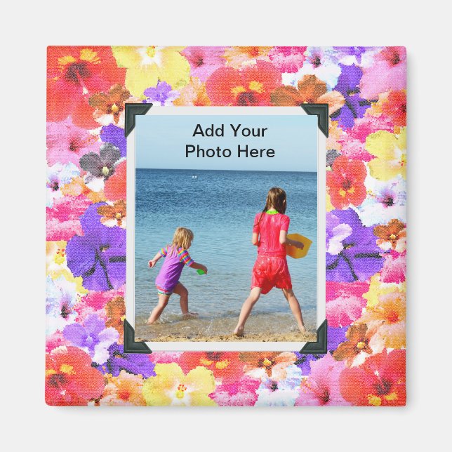 Blume aus Mosaik, in Trikolore gehalten Magnet (Vorne)