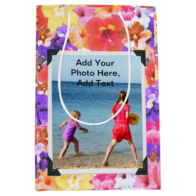 Blume aus Mosaik, in Trikolore gehalten Mittlere Geschenktüte (Vorderseite)