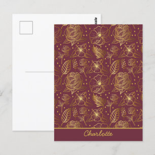 Blume aus nahtlosem Blumenmuster personalisiert Postkarte