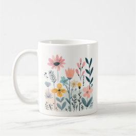 Blume aus niedlichem Cartoon Wasserfarbene Blumenh Kaffeetasse