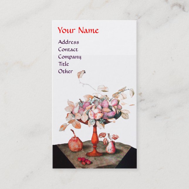 BLUME AUS OBST DER SAISON, BLÄTTER PEARS MONOGRAM  VISITENKARTE (Vorderseite)