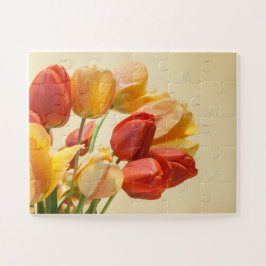 Blume aus Orange, Gelb und Rotem Tulip Puzzle