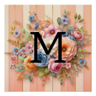 Blume aus Orangenholz mit Monogramm Poster