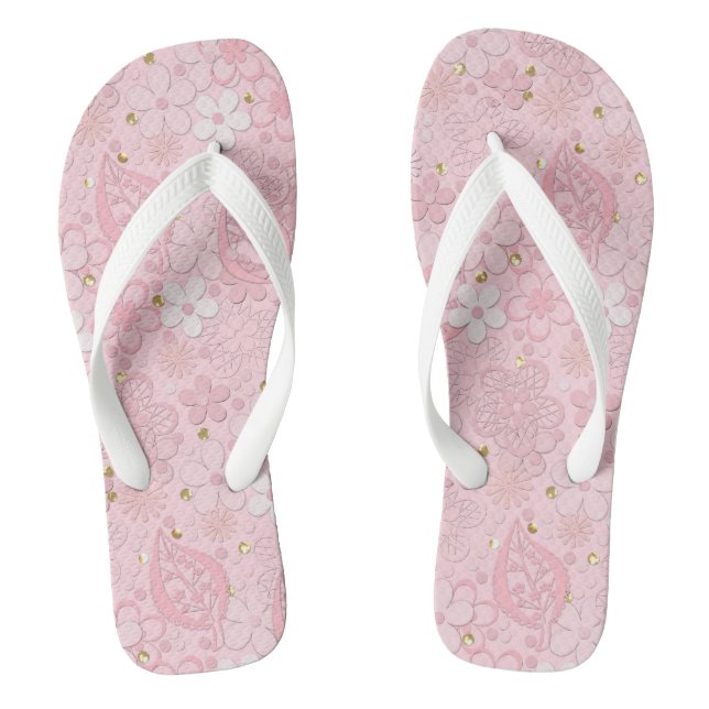 Blume aus rosa Papier Flip Flops (Fußbett)