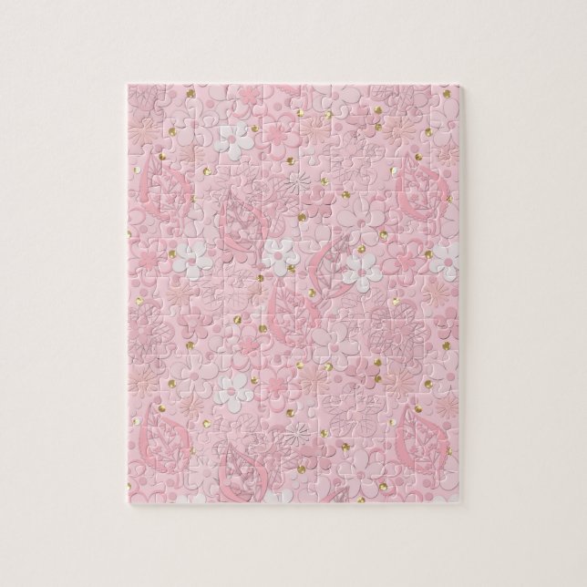 Blume aus rosa Papier Puzzle (Vertikal)