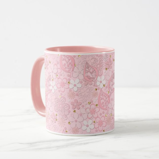 Blume aus rosa Papier Tasse (Vorderseite Links)