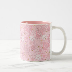 Blume aus rosa Papier Zweifarbige Tasse
