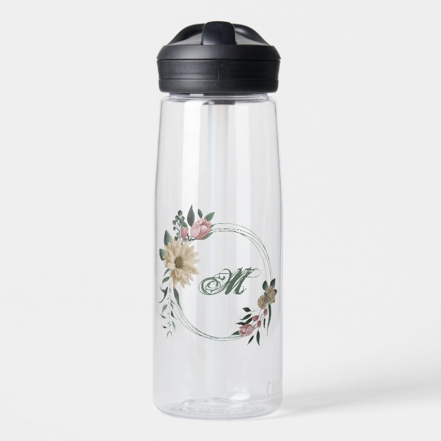 Blume aus Rosa und Champagner Trinkflasche (Vorne)