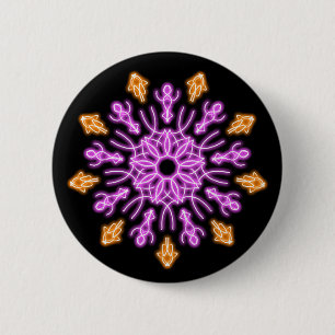 Blume aus rosa und orangefarbenem Neon Button
