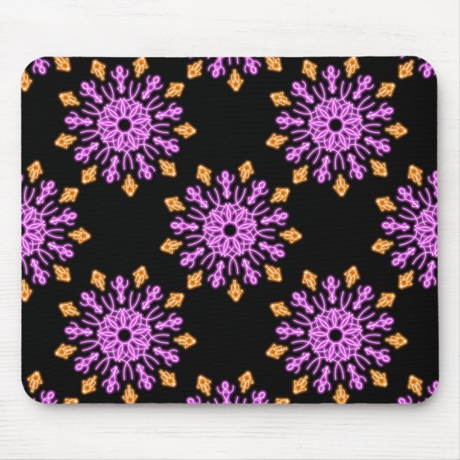 Blume aus rosa und orangefarbenem Neon Mousepad (Vorne)
