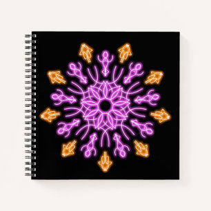 Blume aus rosa und orangefarbenem Neon Notizbuch