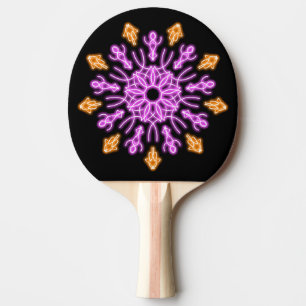 Blume aus rosa und orangefarbenem Neon Tischtennis Schläger