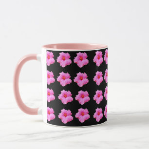Blume aus rosa und schwarzem Hibiskus, Combo-Kaffe Tasse