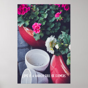 Blume aus rosa und weißem Gärengarten Poster