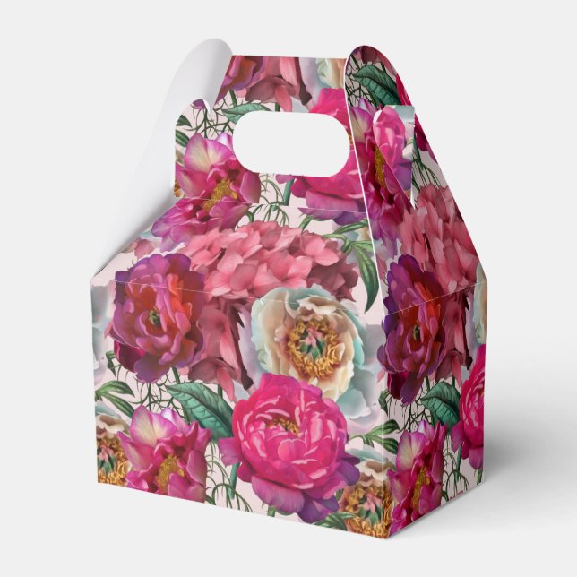 Blume aus Rot-Rosa-Peonys und Hydrangea Geschenkschachtel (Vorderseite)