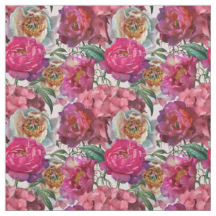 Blume aus Rot-Rosa-Peonys und Hydrangea Stoff