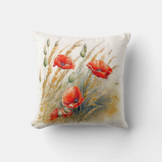 Blume aus rotem Mohn im Weizenfeld Kissen