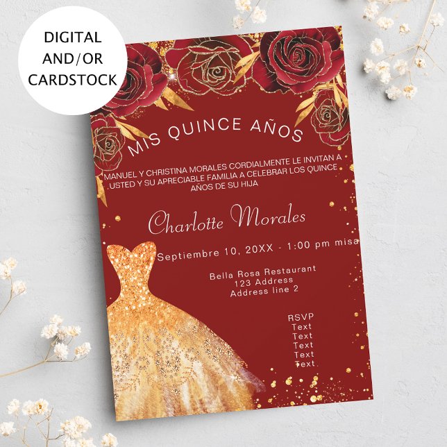 Blume aus Rotgoldkleid aus Quinceanera Einladung (Von Creator hochgeladen)