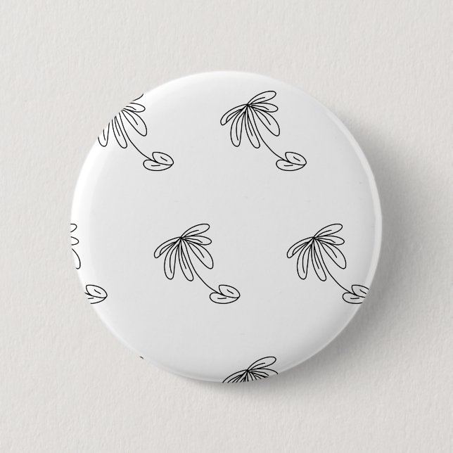 Blume aus schwarzem Blatt Button (Vorderseite)