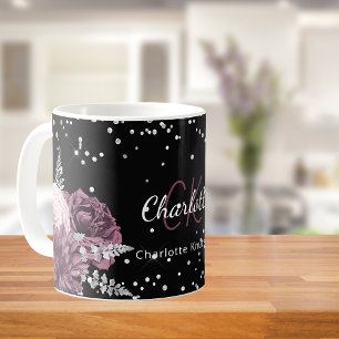 Blume aus schwarzem Bordeaux Kaffeetasse