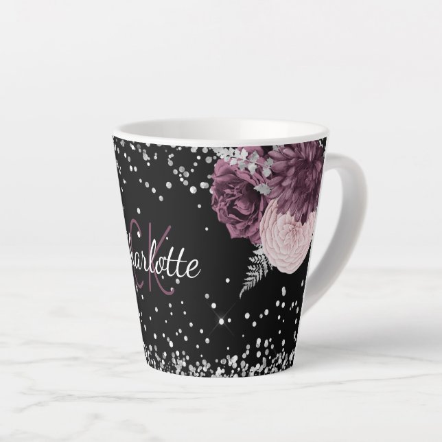 Blume aus schwarzem Bordeaux Milchtasse (Rechte Ecke)