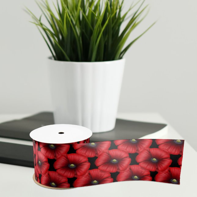Blume aus schwarzem Poppy Satinband (Perfect poppy ribbon suitable for any occasion you need poppy ribbon)