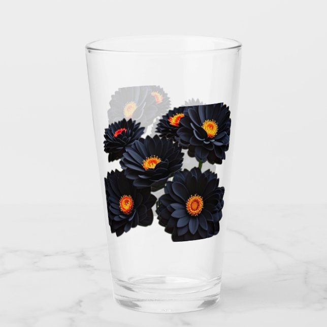Blume aus schwarzem Samt Glas (Vorderseite)
